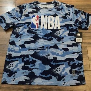 NBA Blue Sea Camo Basketball T-shirt NEW Large men’s Ocean Court Miltary